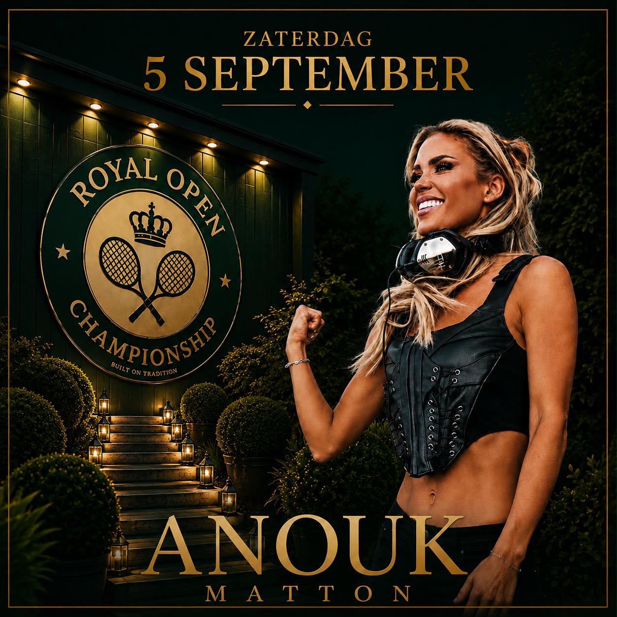 Aankondiging DJ Anouk Matton — Royal Open Championship, zaterdag 5 september
